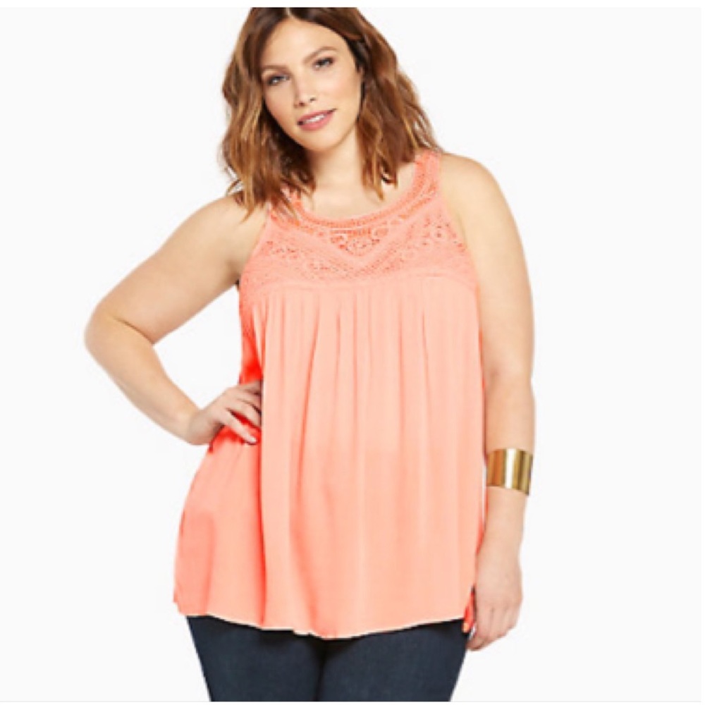 TORRID Apricot Gauze crochet Lace Tank Top